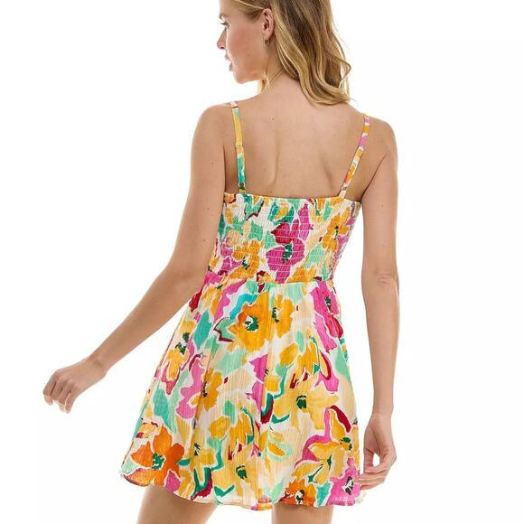 Lily Rose Multicolor Floral Print Sleeveless Mini Dress Sundress Medium Colorful - Picture 3 of 10